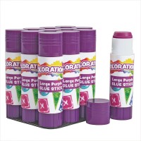 Colorations Best-Value Washable Purple Glue Sticks, Large (.88 oz.) - Set of 12 in a tray