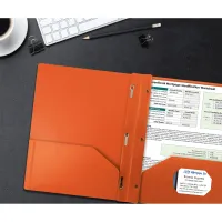 Better Office Products Orange Plastic 2 Pocket Folders with Prongs, Heavyweight, Letter Size Poly Folders, 24 Pack, with 3 Metal Prongs Fastener Clips, Orange