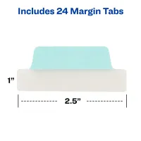 Avery Ultratabs, Margin Style, 2.5" x 1", Paper, Write-on Index Tabs, Pastel Colors, 24 Tabs