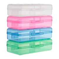 4-Pack Large Capacity Plastic Pencil Boxes for Student School Pens, Markers, Crayons, Colorful Clear Stackable Cases for Office Supplies, Storage Organizer