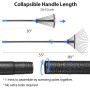 Adjustable Metal Leaf Rake Long Handle, Garden Rakes for Lawns Heavy Duty Leaves with Expandable Head 8-17", Yard Women Kids Rake for Gardening RV Camping