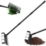 2 in 1 Stirrup Hula Garden Hoe, 12 Tines Garden Tiller Cultivator Gardening Weeding Tools Weed Puller Tool with 76" Long Adjustable Handle for Weeding,Seeding,Ditching,Loosening