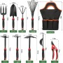 10 Pack Garden Tool Set - Carbon Steel Heavy Duty Gardening Set with Non-Slip Handles & Carry Bag Garden Hand Tools Gift for Women and Men