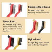 6 Pieces Wire Brushes Set, Small Metal Brass/Stainless Steel/Nylon Brushes for Cleaning Metal Rust and Paint Removal