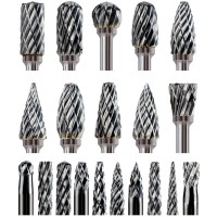 20 Pcs Carbide Burr Bits 1/8" Shank Compatible with Dremel Milwaukee Metal Grinding Wood Stone Steel Carving Cutting Engraving Grinder Kit Attachment Rotary Tool Accessories Set Harder than Diamond