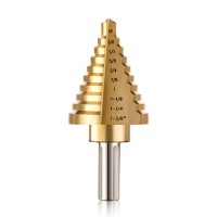 10 Sizes Titanium Step Drill Bit, 1/4 to 1-3/8 Inches High Speed Steel Drill Cone Bits for Sheet Metal Hole Drilling Cutting, HSS Multi Size Hole Stepped Up Unibit for DIY Lovers Electrician