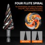 Four Spiral Flute Step Drill Bit, HSS Step Drill Bit3/16-7/8 (12 Steps) Unibit Step Drill Bit, 1/4" Shank Step Bits for Aluminum, Wood, Plastic, Metal