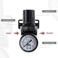 Air Compressor Pressure Regulator With Bracket and Gauge Female Thread 1/4 NPT 0-150 PSI Adjustable AR2000-N02