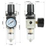 1/4 Inch Air Compressor Filter Regulator Combo, Water Oil Separator with Pressure Gauge, Manual Drain, Ball Valve and Bracket