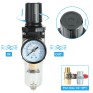 1/4 Inch Air Compressor Filter Regulator Combo, Water Oil Separator with Pressure Gauge, Manual Drain, Ball Valve and Bracket