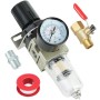 1/4 Inch Air Compressor Filter Regulator Combo, Water Oil Separator with Pressure Gauge, Manual Drain, Ball Valve and Bracket