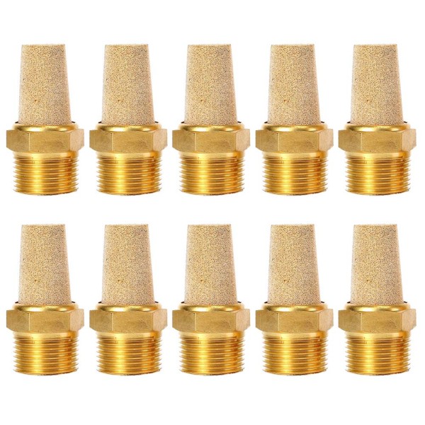 Air Pneumatic Mufflers, 1/4" Male Thread Sintered Bronze Exhaust Muffler Silencer (Pack of 10)