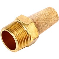 3 Pcs Pneumatic Brass Exhaust Muffler Filter, 1/8" Male Thread Hex Sintered Silencer Air Line Fitting