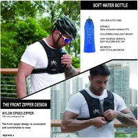 Arsvita Running Vest, Zip Reflective Running Vests with 500ml Hydration Bottle, Adjustable Waistband & Breathable Material, Chest Pack Gear Phone Holder for Running
