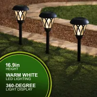 Mainstays Solar Powered Black Lattice LED Walkway Light with Glass Lens, 8 Lumens