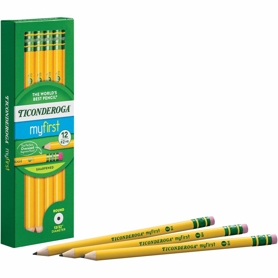 1010041715 (3) Ticonderoga My First No. 2 Pencils – Pre-Sharpened with Erasers, Easy Grip for Kids - Image 1