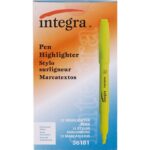 Integra Fluorescent Highlighters, Chisel Tip Marker Pens – Yellow Ink, Quick-Drying, Smudge-Resistant, 12 Pack