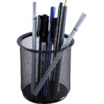 Lorell Mesh Pencil Cup Holder, Steel Wire Desk Organizer, Black, 3.5" x 3.9", Office & Home Use - Image 2