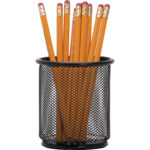 Lorell Mesh Pencil Cup Holder, Steel Wire Desk Organizer, Black, 3.5" x 3.9", Office & Home Use - Image 5