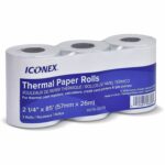 ICONEX Thermal Paper Rolls 2 1/4" x 85 ft, Cash Register Receipt Paper, BPA-Free, 3-Pack