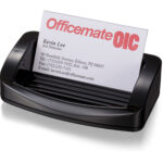 Officemate 2200 Series Business Card & Paper Clip Holder, Desk Organizer Tray, Black Plastic, 1.4" x 7.8" x 3" - Image 2