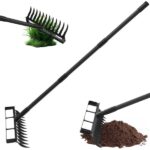 2 in 1 Stirrup Hula Garden Hoe, 12 Tines Garden Tiller Cultivator Gardening Weeding Tools Weed Puller Tool with 76" Long Adjustable Handle for Weeding,Seeding,Ditching,Loosening