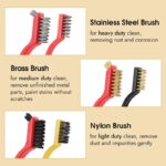 6 Pieces Wire Brushes Set, Small Metal Brass/Stainless Steel/Nylon Brushes for Cleaning Metal Rust and Paint Removal - Image 2