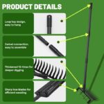 2 in 1 Stirrup Hula Garden Hoe, 12 Tines Garden Tiller Cultivator Gardening Weeding Tools Weed Puller Tool with 76" Long Adjustable Handle for Weeding,Seeding,Ditching,Loosening - Image 2