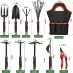 10 Pack Garden Tool Set - Carbon Steel Heavy Duty Gardening Set with Non-Slip Handles & Carry Bag Garden Hand Tools Gift for Women and Men - Image 2