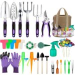 Garden Tools Set 83 Piece, Succulent Tools Set Included, Heavy Duty Aluminum Gardening Tools for Gardening, Non-Slip Ergonomic Handle, Durable Storage Tote Bag, Gifts for Men Women