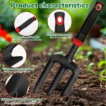 10 Pack Garden Tool Set - Carbon Steel Heavy Duty Gardening Set with Non-Slip Handles & Carry Bag Garden Hand Tools Gift for Women and Men - Image 4