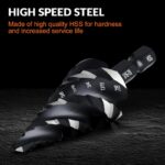 Four Spiral Flute Step Drill Bit, HSS Step Drill Bit3/16-7/8 (12 Steps) Unibit Step Drill Bit, 1/4" Shank Step Bits for Aluminum, Wood, Plastic, Metal - Image 3