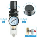 1/4 Inch Air Compressor Filter Regulator Combo, Water Oil Separator with Pressure Gauge, Manual Drain, Ball Valve and Bracket - Image 3