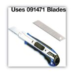 COSCO Heavy-Duty Snap Blade Utility Knife, Four 8-Point Blades, Retractable 4" Blade, 5.5" Plastic/Rubber Handle, Blue - Image 4