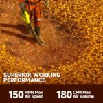 Leaf Blower Cordless, 20V Electric Leaf Blower Cordless with Battery and Charger- 150MPH 3 Speeds 17000RPM Lightweight Battery Leaf Blowers for Lawn Care, Patio Yard Car Leaves and Grass - Image 7