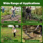 2 in 1 Stirrup Hula Garden Hoe, 12 Tines Garden Tiller Cultivator Gardening Weeding Tools Weed Puller Tool with 76" Long Adjustable Handle for Weeding,Seeding,Ditching,Loosening - Image 6