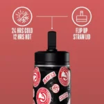 NBA Atlanta Hawks 14oz Kids Stainless Steel Water Bottle With Straw Lid and Flexible Handle
