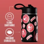 NBA Atlanta Hawks 14oz Kids Stainless Steel Water Bottle With Straw Lid and Flexible Handle - Image 3